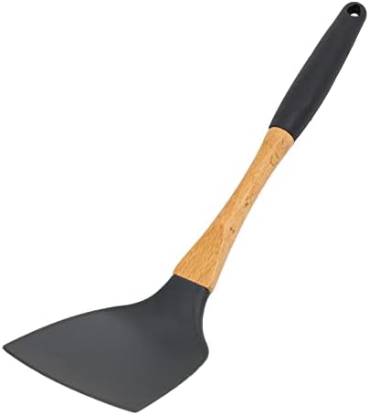 Beille Grey Nylon Spatula with Wooden Handle Kitchen Utensils High Heat Resistance, 13 Inch