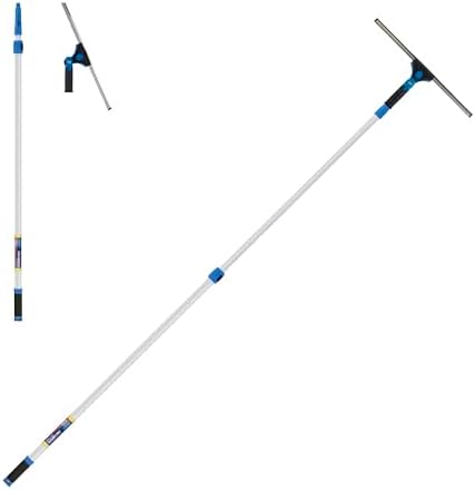 Unger Professional Connect and Clean 18” Grip Swivel Window, Glass Squeegee, and 8’ Pole, 180-Degree Pivoting Handle with Lock, Cleaning Supplies for Streak-Free Results