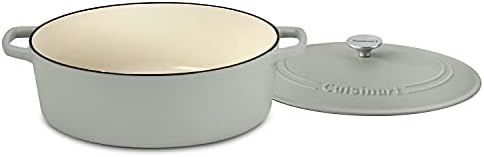 Cuisinart Chef's Classic Enameled Cast Iron Dutch Oven with Lid, Porcelain Enameled Interior, Oven Safe, Induction Compatible, 7-Quart, Oval, Sage