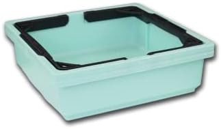 CrateGardner - Modern Black Rectangular Garden Storage Crate with Seat Topper, Cushion, and Two Drop-in Trays (Seafoam)