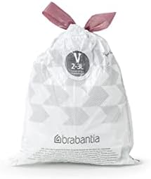 Brabantia PerfectFit Trash Bags (Size V/0.5-0.8 Gal) Thick Plastic Trash Can Liners with Drawstring Handles (200 Bags)