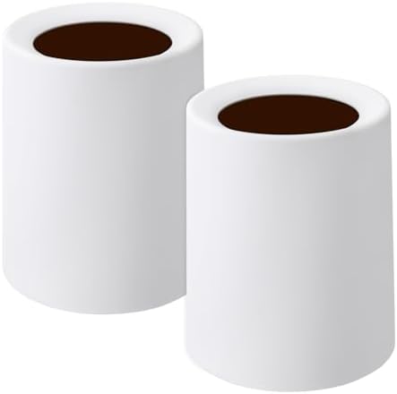 2 Pack Round Modern Trash Can Bedroom, 3Gal/12L Bathroom Trash Can Hidden Bag, Open Top Trash Bin Round Plastic, Minimalist White Garbage Can with Inner Bucket (with 2 Handles) for Kitchen Office