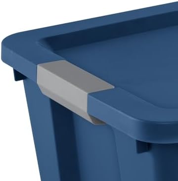2 Pack 20 Gal Storage Bins with Lids, Stackable Blue Totes Heavy Duty