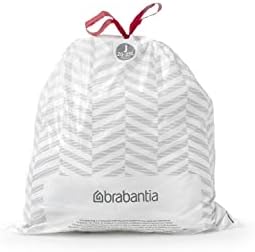 Brabantia PerfectFit Trash Bags (Size J/5.3-6.6 Gal) Thick Plastic Trash Can Liners with Drawstring Handles (120 Bags)
