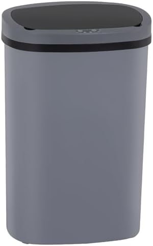 BestOffice | 13 Gallon Plastic Trash Can with Lid | Gray
