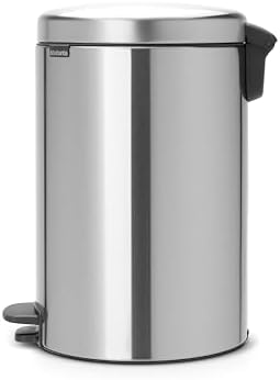 Brabantia NewIcon Pedal Bin 20L (Matt Steel) Soft-Closure Rubbish Bin with Removable Inner Bucket + Free Bin Bags