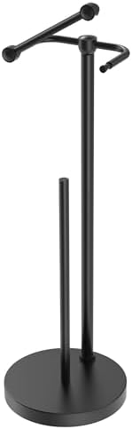 RARXTR Toilet Paper Holder Stand, Post Pivoting Design Free Standing Toilet Paper Holder with Storage for 4 Rolls, SUS304 Stainless Steel Tissue Holder with Reserve, Heavy-Duty Base (Matte Black)