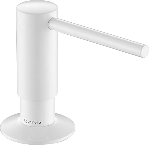 AguaStella ASF026W Bulit in Soap Dispenser Shiny White for Kitchen Sink with Soap Bottle Countertop Pump