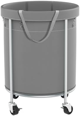 Aduanbang 170L Laundry Basket with Wheels, Rolling Hamper with Removable Bag & Steel Frame, Round Laundry Cart with 4 Casters & 2 Brakes, Ideal for Bedroom, Bathroom & Laundry Room