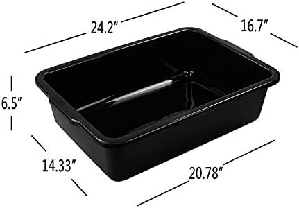 Pekky 32L Large Commercial Bus Box, Wash Basin Tub, Black, 4 Pack