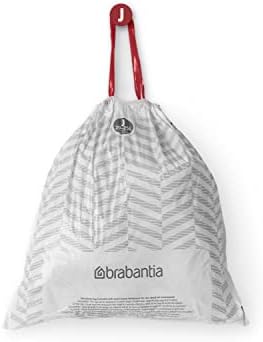 Brabantia PerfectFit Trash Bags (Size J/5.3-6.6 Gal) Thick Plastic Trash Can Liners with Drawstring Handles (120 Bags)