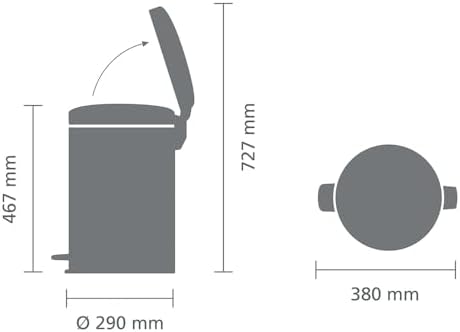 Brabantia NewIcon Pedal Bin 20L (Matt Steel) Soft-Closure Rubbish Bin with Removable Inner Bucket + Free Bin Bags