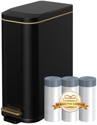 KdbK Bathroom Trash Can with Soft Close Lid, 15L/ 4 GallonRectangular Trash Can with Removable Wastebasket, Step Pedal, Slim Wastebasket for Bedroom, Home Office,B