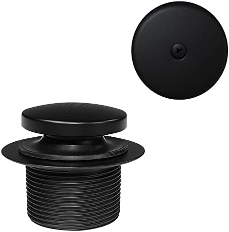 Westbrass D93-62 1-1/2" Coarse Thread Tip-Toe Bathtub Drain Plug Trim Set with One-Hole Overflow Faceplate, Matte Black