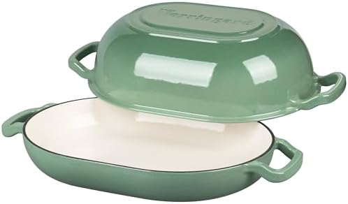 VORRINGARD Enameled Cast Iron Sourdough Bread Oven, Dutch Oven, Loaf Cast Iron Bread Pan for Homemade Bread Baking, Meatloaf Pan with Lid, 7QT, Sage Green