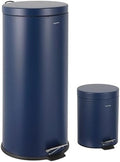 happimess Oscar 2-Piece 8 Gal and 1.3 Gal Step Trash Can, Denim Blue