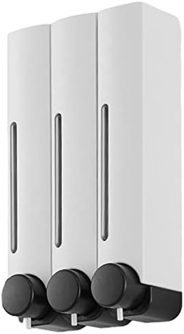 Liquid Soap Dispenser Wall Mount, 3 Chamber Bathroom Shower Pump Dispenser,Press Manually Lotion Soap Dispenser Use for Shampoo, Soap, Conditioner, Shower Gel, for Bathroom Kitchen Hotel (Sliver)