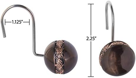 Creative Scents Dublin Brown Shower Curtain Hooks Decorative | Set of 12