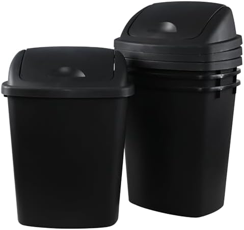Pack of 4 Plastic Trash Can Wastebasket, 7 Gallon