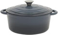 Gibson Home Addlestone 5 Qt Enameled Cast Iron Dutch Oven Pot with Lid – Round, Oven Safe to 500°F, Ideal for Bread Baking & Stews - Gradient Navy Blue