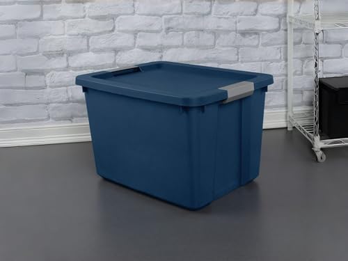 2 Pack 20 Gal Storage Bins with Lids, Stackable Blue Totes Heavy Duty