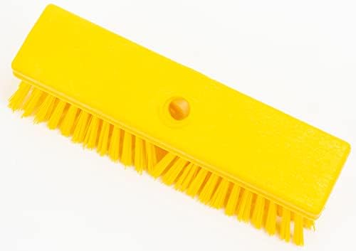 SPARTA Plastic Floor Scrub Brush, Brush Head Only, Deck Brush with ACME Standard Thread Fitting for Deck, Industrial Kitchens, and Hospitals, 10 Inches, Yellow