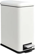 Bathroom Trash Can, Pedal Trash Bin with Removable Liner, White