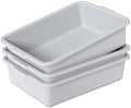 13 L Commercial Bus Tub, 3 Pack Plastic Utility Bus Box Dishpan, Light Gray