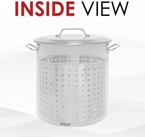 CONCORD Stainless Steel Stock Pot w/Steamer Basket. Cookware great for boiling and steaming (80 Quart)