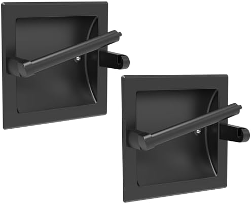 Black Recessed Toilet Paper Holder Wall Mount Stainless Steel 2Pack