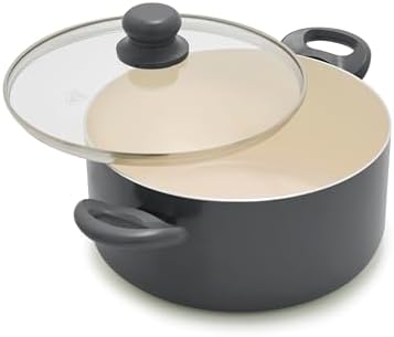 GreenLife 5QT Ceramic Nonstick Stockpot with Lid, Graphite Black