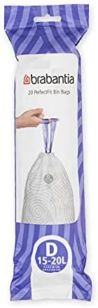 Brabantia PerfectFit Trash Bags (Size D/0.5-0.8 Gal) Thick Plastic Trash Can Liners with Drawstring Handles (120 Bags)