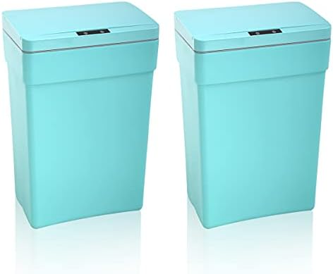 Dkeli Trash Can 13 Gallon Kitchen Trash Can for Bathroom Bedroom Home Office Automatic High-Capacity Plastic Touch Free Garbage Can with Lid Waste Bin 50 Liter, Set of 2(Blue)