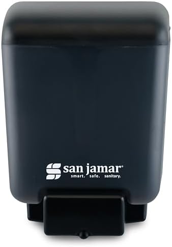 San Jamar Classic Soap Dispenser for Public Restrooms, Manual, Wall Mounted, Refillable, Plastic, 30 Ounce Capacity, Black Pearl (Pack of 6)