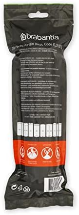 Brabantia PerfectFit Trash Bags (Size G/6-8 Gal) Thick Plastic Trash Can Liners with Drawstring Handles (120 Bags)
