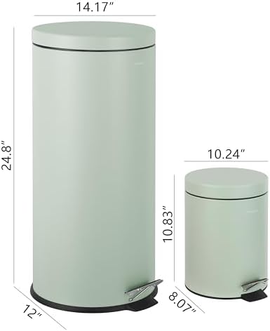 happimess Oscar 2-Piece 8 Gal and 1.3 Gal Step Trash Can, Pistachio Gelato