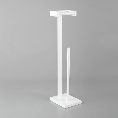 GERZWY Bathroom Toilet Paper Holder Stand SUS 304 Stainless Steel Free Standing Tissue Roll Holder, White