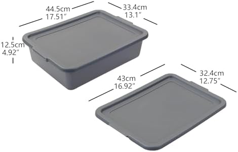 Begale 3-Pack Gray Commercial Utility Bus Boxes, Bus Tubs with Lids, 13 L