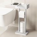 Wealone 4-in-1 White Toilet Paper Holder Stand with Storage Shelf Box