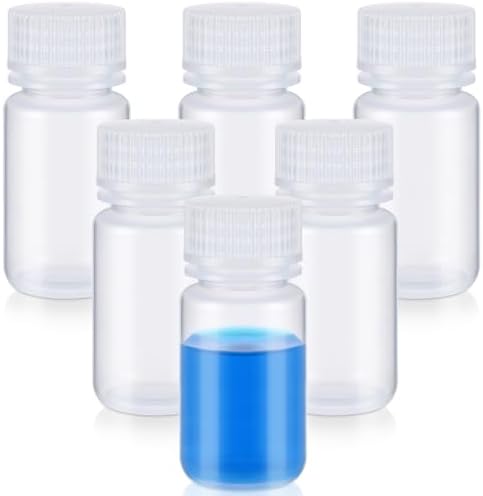 Tatuo 6 Pcs 2 oz 60ml Polypropylene Reagent Bottle Plastic Sample Bottles with Screw Caps Transparent PP Sample Containers with Lid for Liquids, Laboratory, Storage at Home (Clear)