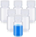 Tatuo 6 Pcs 2 oz 60ml Polypropylene Reagent Bottle Plastic Sample Bottles with Screw Caps Transparent PP Sample Containers with Lid for Liquids, Laboratory, Storage at Home (Clear)