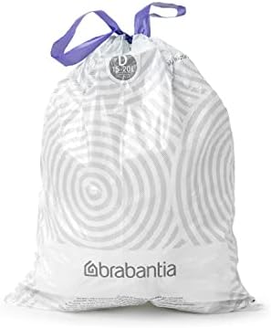 Brabantia PerfectFit Trash Bags (Size D/0.5-0.8 Gal) Thick Plastic Trash Can Liners with Drawstring Handles (120 Bags)