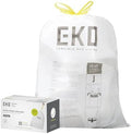 EKO 12.9 Gallon / 45-49 Liter, 60 Count Drawstring Trash Bags, Extra-Strong Unscented Garbage Bags, Easy-Dispense Roll for Kitchen & Household Use, Resists Tears, Leaks and Punctures, Code J, White