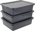 Begale 3-Pack Gray Commercial Utility Bus Boxes, Bus Tubs with Lids, 13 L