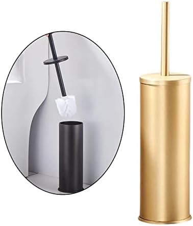 Sleek Toilet Brush Set with Holder for Effortless Cleaning and Storage, Gold, 40cmx9.2cmx9.2cm