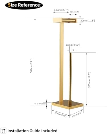 GERZWY Bath Free Standing Toilet Paper Holder Gold Stainless Steel Tissue Paper Roll Holder DZY005-BE