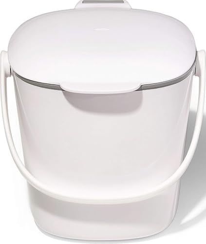 OXO Good Grips Easy-Clean Compost Bin, White, 0.75 Gal