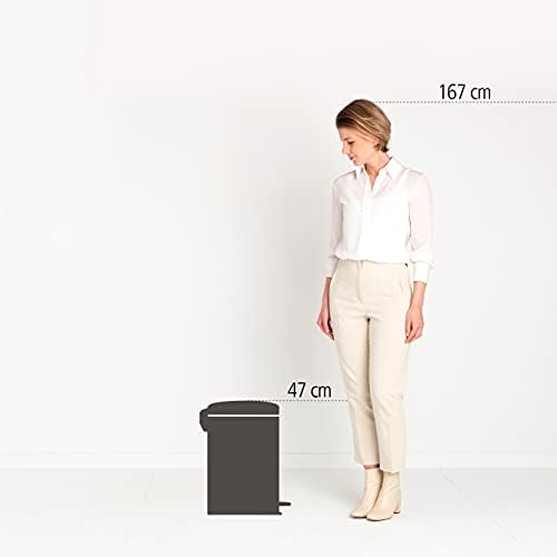 Brabantia NewIcon Pedal Bin 20L (Matt Steel) Soft-Closure Rubbish Bin with Removable Inner Bucket + Free Bin Bags