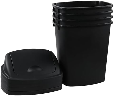 Pack of 4 Plastic Trash Can Wastebasket, 7 Gallon