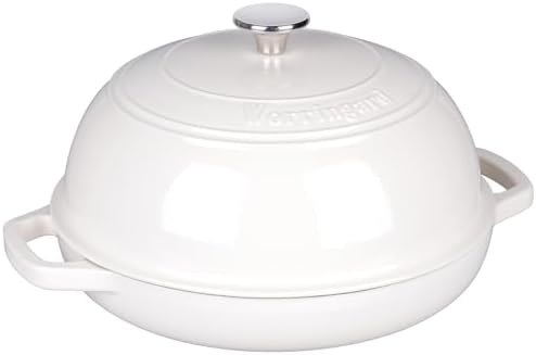 VORRINGARD Enameled Cast Iron Dutch Oven Pot with Lid, Bread Oven for Sourdough Bread Baking, Dutch Ovens with Bread Proofing Basket& Baking Supplies Set, 6 Quart, White